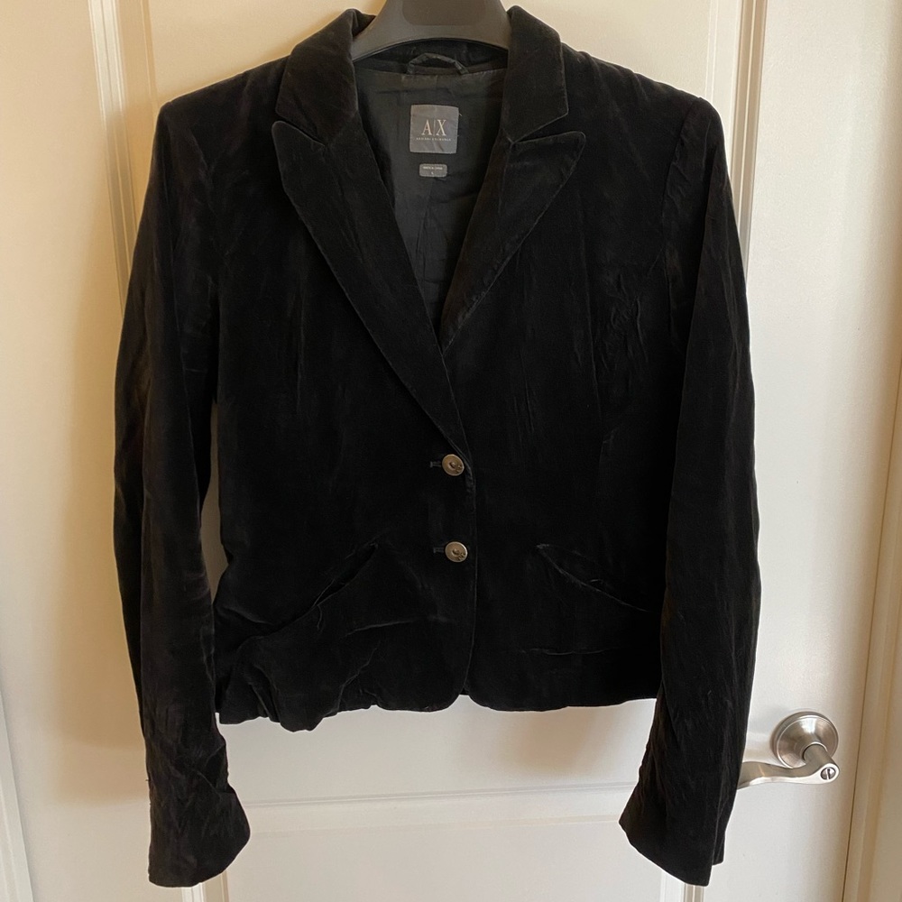 Armani Exchange Velvet Waist Length Blazer